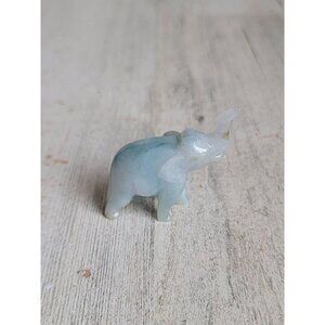 Miniature‎ green quartz elephant figure Decor Safari unique